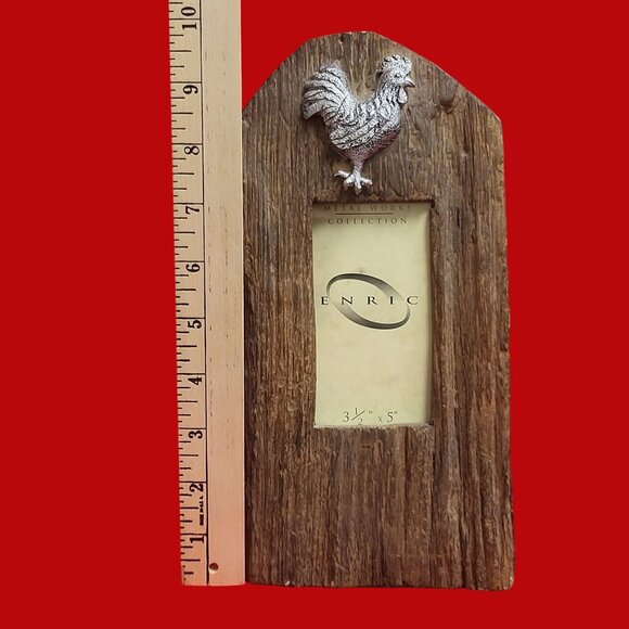 Vintage Enric Metal Rooster Wooden Photo Picture Frame - Picture 11 of 12